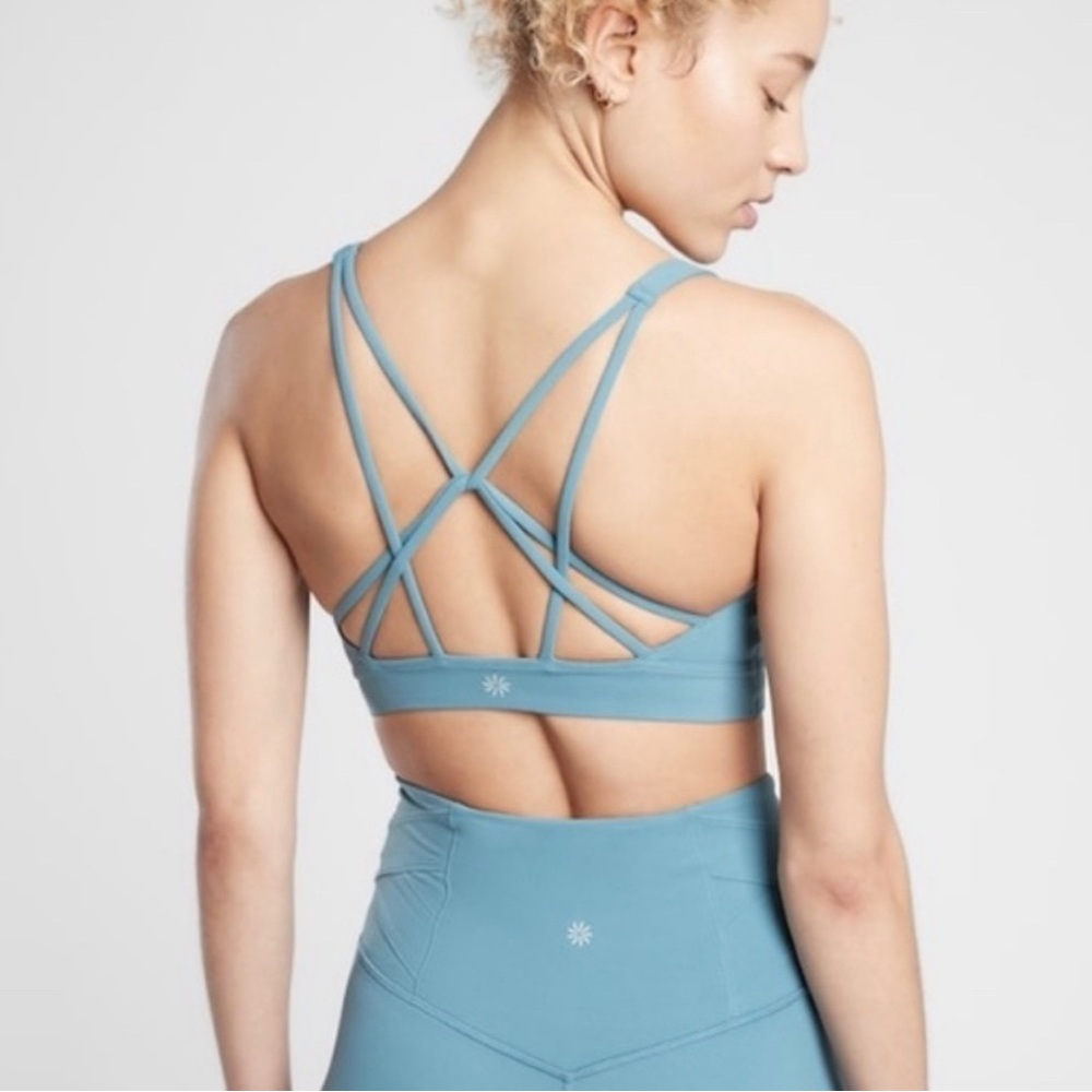 Athleta Piroette 7/8 Teal Tight and Solace Bra. Excellent!  barely worn! Bra A-C